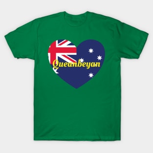 Queanbeyan NSW Australia Australian Flag Heart T-Shirt